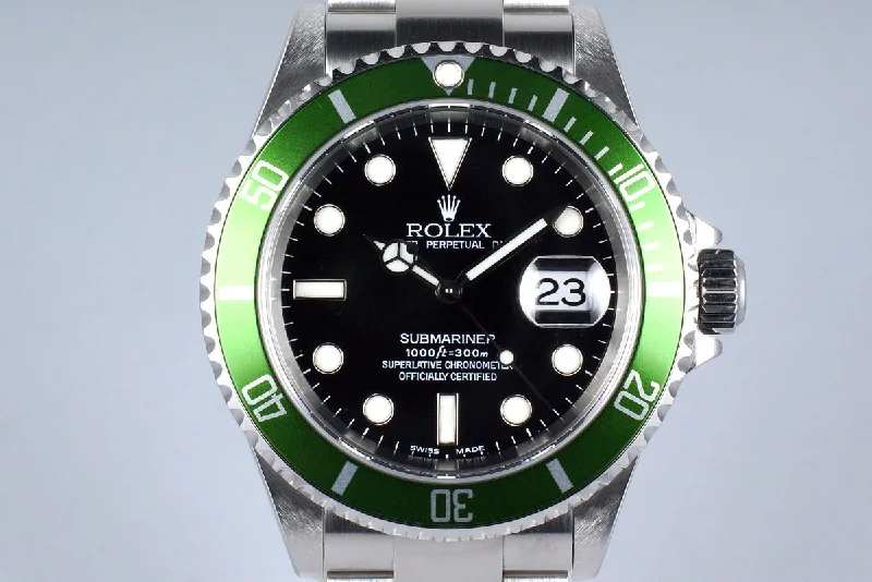 2003 Rolex Green Submariner 16610LV with Box and Papers ‘Y Serial Full Set’-Rolex Milgauss Z-Blue Watch