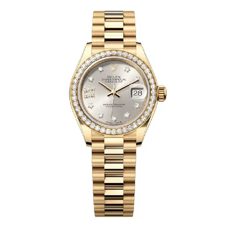 Rolex Lady Datejust 28mm - Ref: 279138rbr-0001 - Silver Dial, 18K Yellow Gold President Bracelet Women's Watch-Rolex Milgauss 116400GV Watch