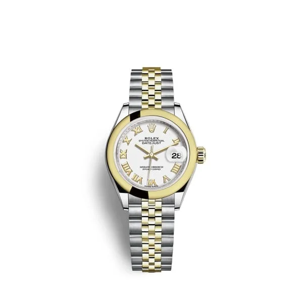 Rolex Lady-Datejust 28mm - Ref: 279163-0023 - White Roman Dial, Two Tone Stainless Steel & 18K Yellow Gold Jubilee Bracelet Women's Watch-Rolex Submariner 16610 Black Dial Watch