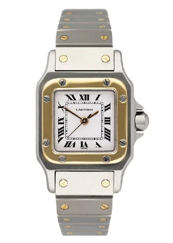 Cartier Santos Galbee 18K Yellow Gold & Steel Ladies Watch-Cartier Love Earrings