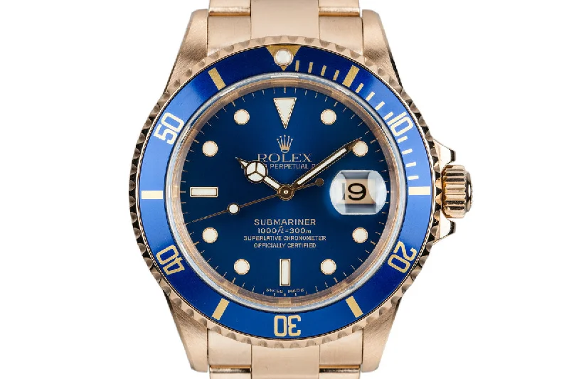 2002 Rolex 18K YG Submariner 16618 Blue Dial-Rolex Yacht-Master 40mm Steel Watch