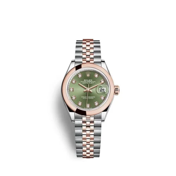 Rolex Lady-Datejust 28mm - Ref: 279161-0007 - Green Diamond Dial, Two Tone Stainless Steel & 18K Rose Gold Jubilee Bracelet Women's Watch-Rolex Yacht-Master 40mm Steel Watch