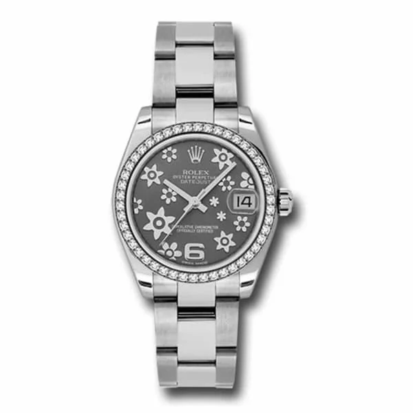 Rolex Datejust 31mm - Ref: 178384-0025 - Rhodium Grey Dial & Diamond Bezel, Stainless Steel Oyster Bracelet Women's Watch-Rolex Submariner 16610LV Watch