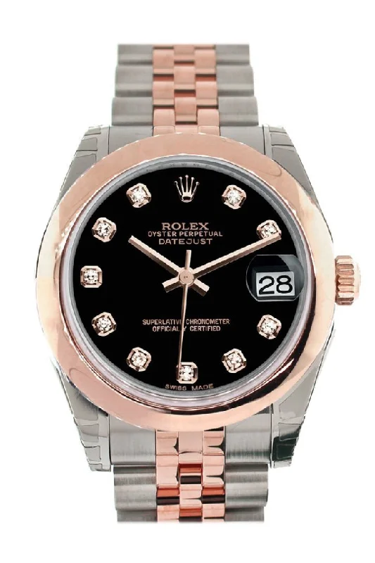 Rolex Datejust 31 Black Diamond Dial 18K Rose Gold Two Tone Jubilee Ladies Watch 178241 Pre-owned-Rolex Datejust 116200 Silver Dial Watch