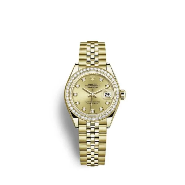 Rolex Lady-Datejust 28mm - Ref: 279138rbr-0024 - Champagne Diamond Dial & Diamond Bezel, 18K Yellow Gold Jubilee Bracelet Women's Watch-Rolex Day-Date 36mm Diamond Dial Watch