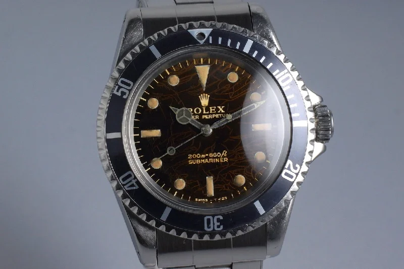 1966 Rolex Submariner 5513 with Tropical Glossy Gilt Dial-Rolex Milgauss 116400GV Green Crystal Watch