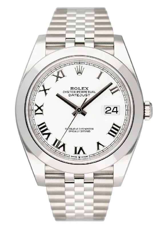 Rolex Datejust 41 126300 White Roman Dial Mens Watch Box Papers-Rolex Sea-Dweller Deepsea Watch