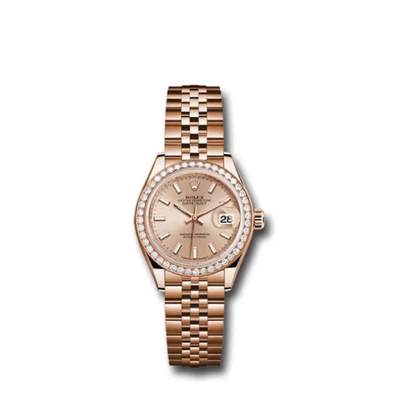 Rolex Lady-Datejust 28mm - Ref: 279135RBR pij - Sundust Stick Dial & Diamond Bezel, 18K Rose Gold Jubilee Bracelet Women's Watch-Rolex Cosmograph Daytona 116515LN Rose Gold Watch