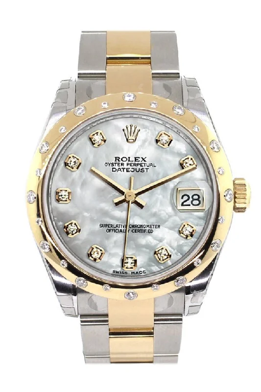 Rolex Datejust 31 Mother of Pearl Diamonds Dial Diamond Bezel 18K Gold Two Tone Ladies 178343 Pre-owned-Rolex Day-Date President Watch