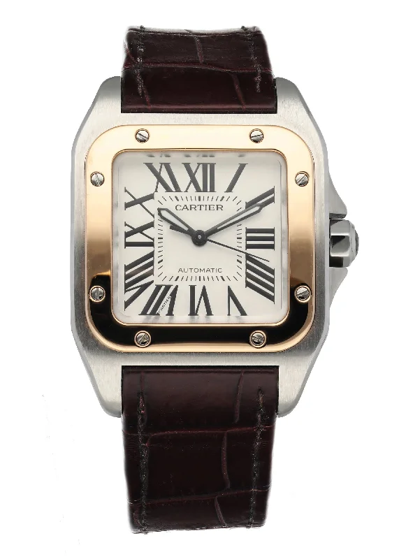 Cartier Santos 100 Stainless Steel 2878 Midsize Automatic Watch-Cartier Juste un Clou Yellow Gold Ring