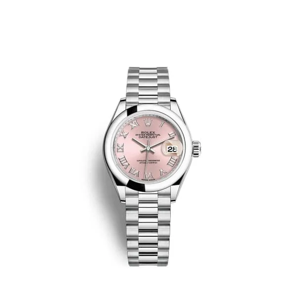 Rolex Lady-Datejust 28mm - Ref: 279166-0012 - Pink Roman Dial, Platinum President Bracelet Women's Watch-Rolex Cosmograph Daytona Gold Watch