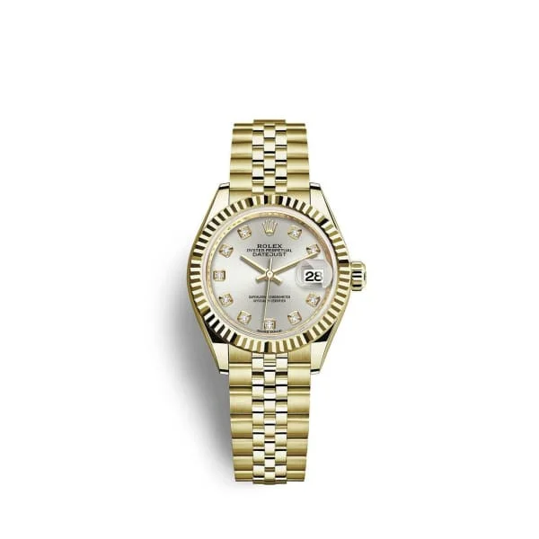 Rolex Lady-Datejust 28mm - Ref: 279178-0016 - Silver Diamond Dial, 18K Yellow Gold Jubilee Bracelet Women's Watch-Rolex Oyster Perpetual Watch