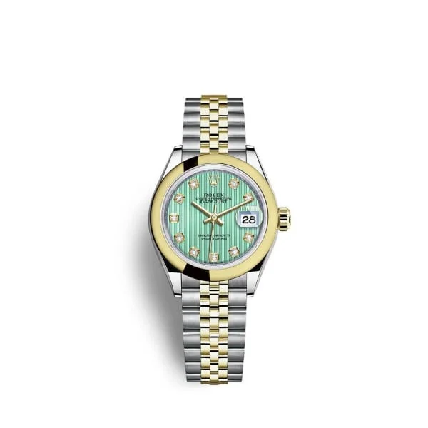 Rolex Lady-Datejust 28mm - Ref: 279163-0015 - Mint Green Diamond Dial, Two Tone Stainless Steel & 18K Yellow Gold Jubilee Bracelet Women's Watch-Rolex Yacht-Master 40mm Two-Tone Watch