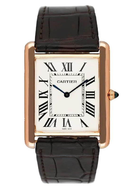 Cartier Tank Louis XL W1560017 18K Rose Gold Mens Watch Box Papers-Cartier Panthère Ring Diamonds