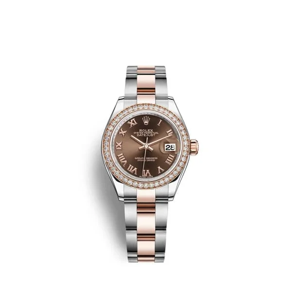 Rolex Lady-Datejust 28mm - Ref: 279381rbr-0010 - Chocolate Roman Dial & Diamond Bezel, Two Tone Stainless Steel & 18K Rose Gold Oyster Bracelet Women's Watch-Rolex Sea-Dweller 4000m Watch