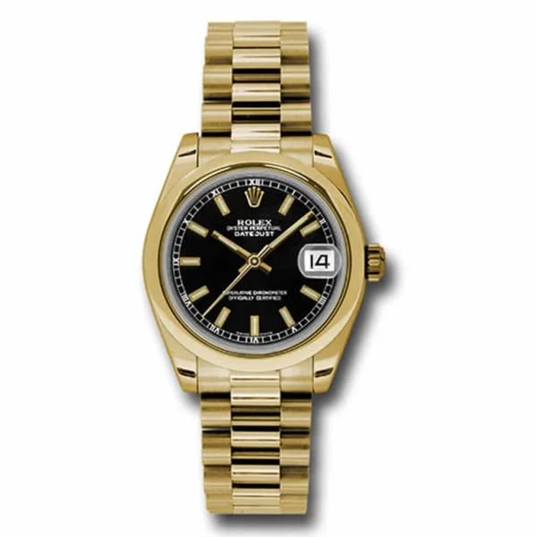 Rolex Datejust 31mm - Ref: 178248 bkip - Black Dial, 18K Yellow Gold President Bracelet Women's Watch-Rolex GMT-Master II Green Dial Watch