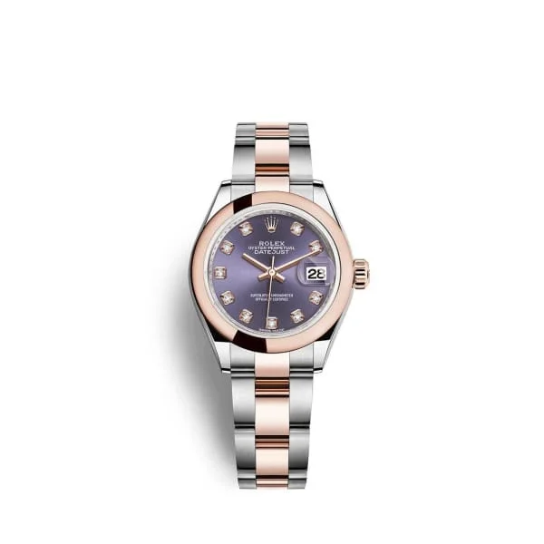 Rolex Lady-Datejust 28mm - Ref: 279161-0016 - Aubergine Purple Diamond Dial, Two Tone Stainless Steel & 18K Rose Gold Oyster Bracelet Women's Watch-Rolex Submariner Date 40mm Watch