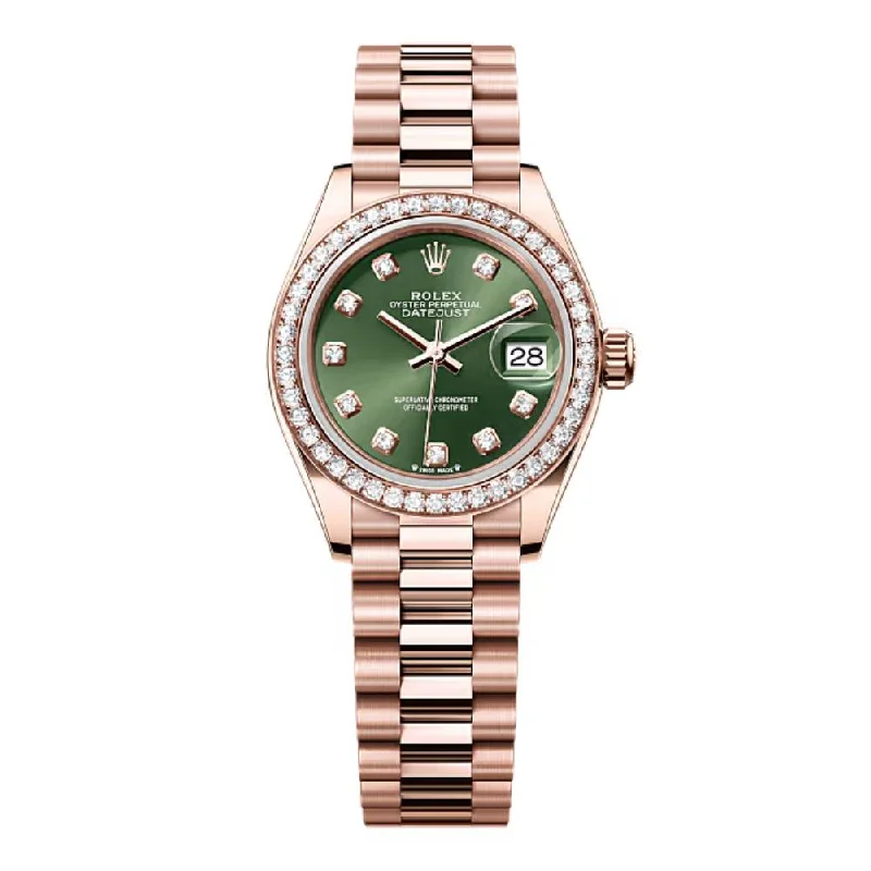 Rolex Lady Datejust 28mm - Ref: 279135rbr ogdp - Green Dial, 18K Rose Gold Oyster Bracelet Women's Watch-Rolex Datejust 36mm Watch