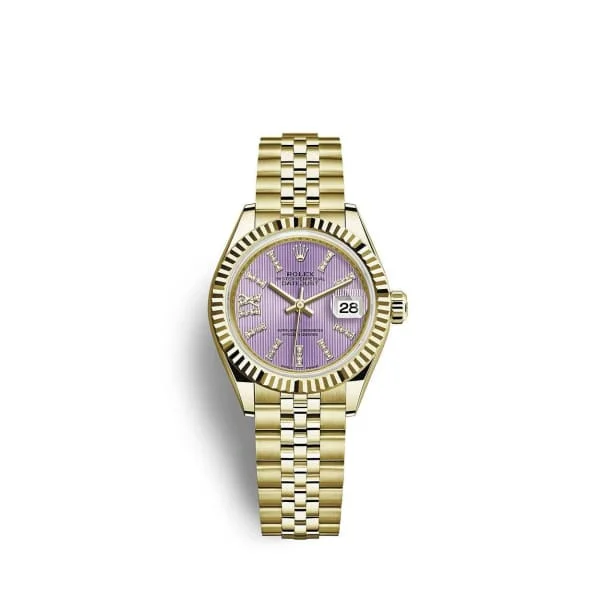 Rolex Lady-Datejust 28mm - Ref: 279178-0012 - Lilac Diamond Dial, 18K Yellow Gold Jubilee Bracelet Women's Watch-Rolex Explorer Men’s Watch