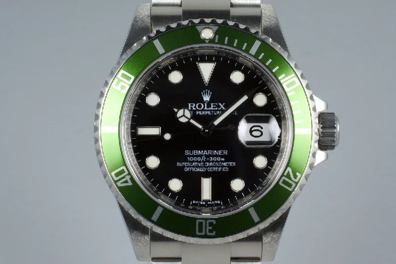 2009 Rolex Green Submariner 16610LV with Box and Papers-Rolex Datejust 31mm Jubilee Bracelet Watch