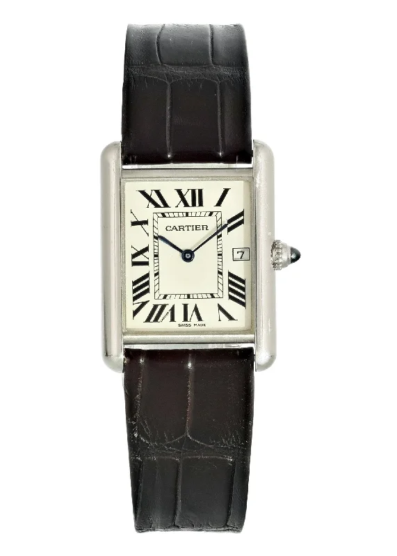 Cartier Tank Solo 2678 18k White Gold Watch-Cartier Santos Watch Chronograph