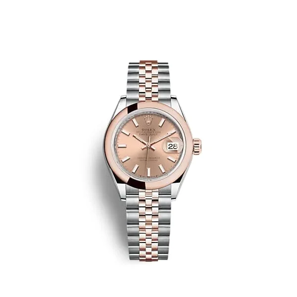 Rolex Lady-Datejust 28mm - Ref: 279161-0023 - Rose Stick Dial, Two Tone Stainless Steel & 18K Rose Gold Jubilee Bracelet Women's Watch-Rolex Submariner 114060 No Date Watch