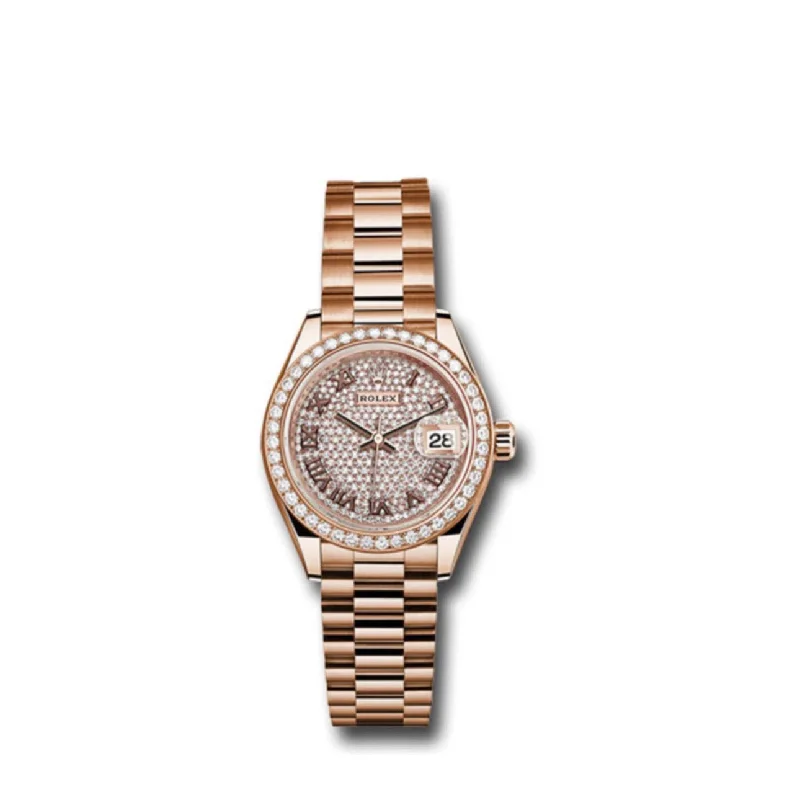 Rolex Lady-Datejust 28mm - Ref: 279135RBR dprp - Diamond Pave Dial & Diamond Bezel, 18K Rose Gold Presidential Bracelet Women's Watch-Rolex Daytona 116509 Watch