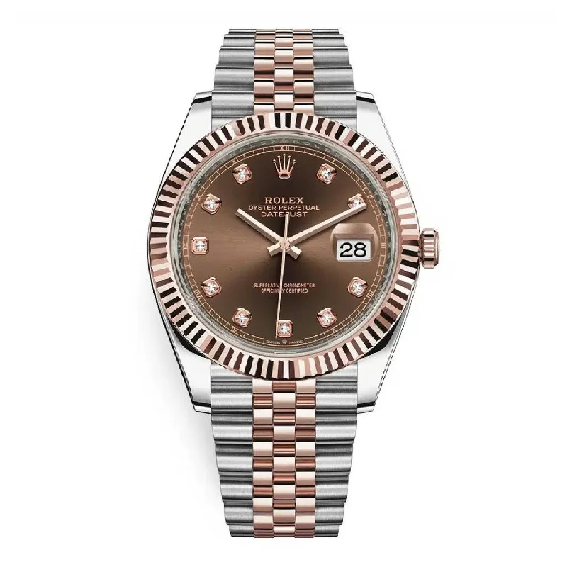 Rolex Datejust 41mm - Ref: 126331-0004 - Chocolate Diamond Dial, Two Tone Stainless Steel & 18K Rose Gold Jubilee Bracelet Men's Watch-Rolex Day-Date 36mm White Dial Watch