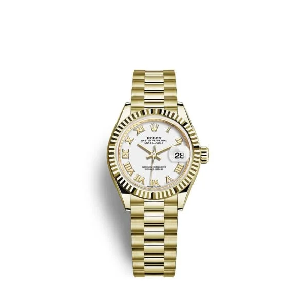 Rolex Lady-Datejust 28mm - Ref: 279178-0029 - White Roman Dial, 18K Yellow Gold President Bracelet Women's Watch-Rolex Day-Date 36mm Green Dial Watch