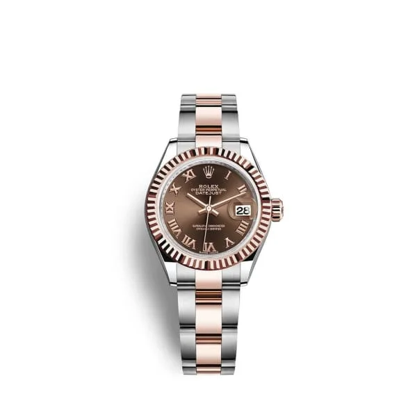 Rolex Lady-Datejust 28mm - Ref: 279171-0010 - Chocolate Roman Dial, Two Tone Stainless Steel & 18K Rose Gold Oyster Bracelet Women's Watch-Rolex Day-Date 40mm Blue Dial Watch