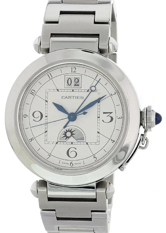 Cartier Pasha Moonphase 2938 GMT Men's Watch-Cartier Pasha de Cartier 42mm Steel Watch