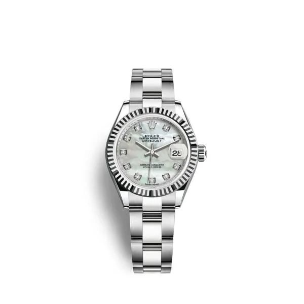 Rolex Lady-Datejust 28mm - Ref: 279174-0010 - White Mother of Pearl Diamond Dial, Stainless Steel Oyster Bracelet Women's Watch-Rolex Submariner 114060 Watch