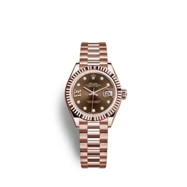 Rolex Lady Datejust 28mm - Ref: 279175-0002 - Chocolate Dial, 18K Rose Gold President Bracelet Women's Watch-Rolex GMT-Master II 126710BLRO Pepsi Dial Watch