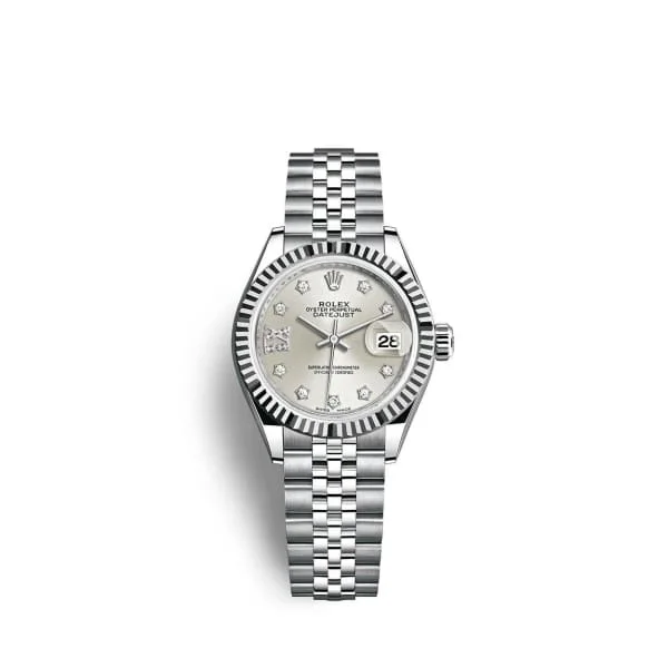 Rolex Lady-Datejust 28mm - Ref: 279174-0021 - Silver Diamond Dial, Stainless Steel Jubilee Bracelet Women's Watch-Rolex Daytona Stainless Steel Watch