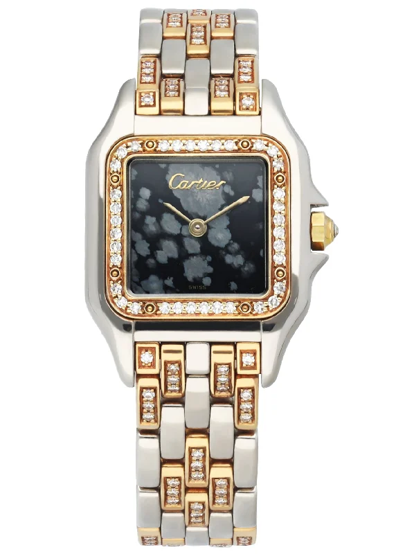 Cartier Panthere 18K White Gold & 18K Rose Gold Factory Set Diamonds Ladies Watch-Cartier Clé de Cartier 40mm Watch