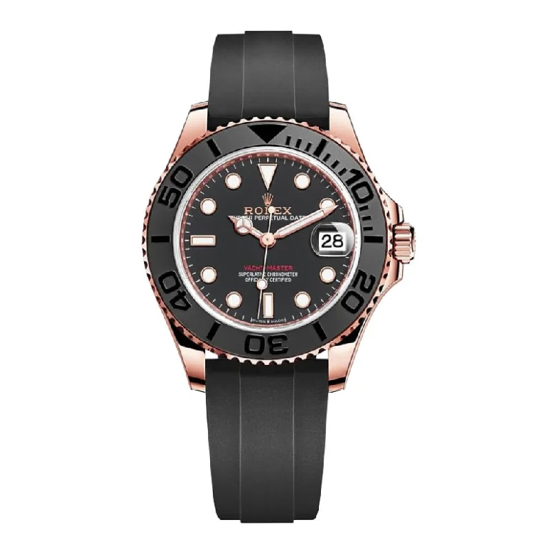 Rolex Yachtmaster 37mm - Ref: 268655-0010 - Black Dial & 18K Rose Gold Case, Black Oysterflex Bracelet Watch-Rolex Submariner Date 40mm Watch