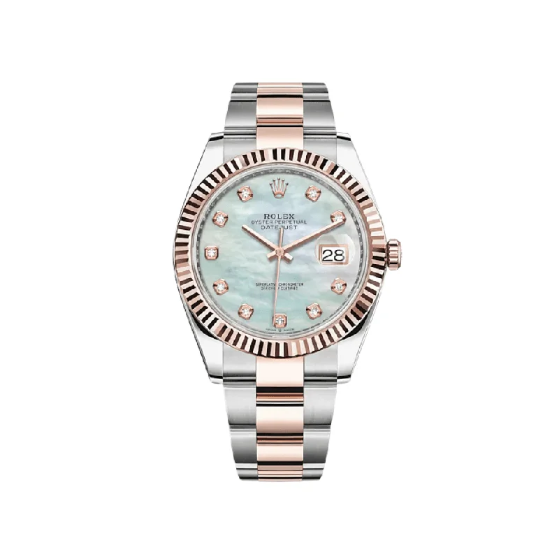 Rolex Datejust 126331 Rose Gold Stainless Steel MOP Diamond Dial-Rolex Submariner 116619LB Blue Dial Watch