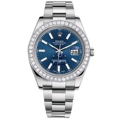 Rolex Datejust II 41mm - Ref: 116300 bldb - Blue Dial & Diamond Bezel, Stainless Steel Oyster Bracelet Men's Watch-Rolex GMT-Master II 126710BLNR Watch