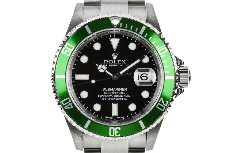 2003 Rolex Green Submariner 16610LV with MK I Maxi Dial-Rolex Daytona 116500LN Ceramic Watch