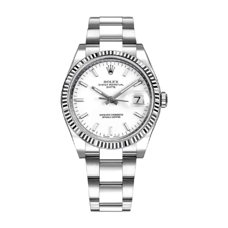 Rolex Date 34mm - Ref: 115234-0003 - White Index Dial, Stainless Steel Oyster Bracelet Watch-Rolex GMT-Master II 126711CHNR Watch