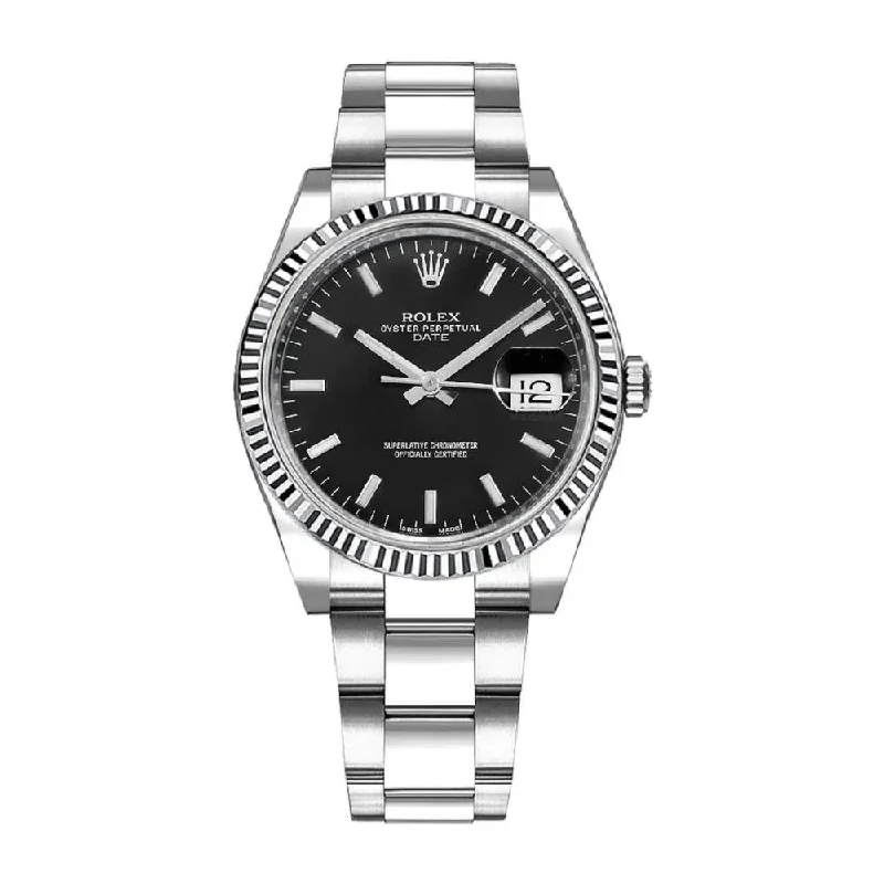 Rolex Date 34mm - Ref: 115234-0002 - Black Index Dial, Stainless Steel Oyster Bracelet Watch-Rolex Explorer 42mm Polar Dial Watch