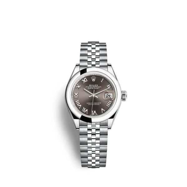 Rolex Lady-Datejust 28mm - Ref: 279160-0011 - Grey Roman Dial, Stainless Steel Jubilee Bracelet Women's Watch-Rolex Submariner Green Dial Watch