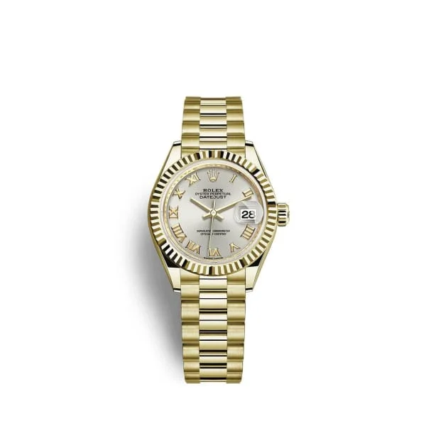 Rolex Lady-Datejust 28mm - Ref: 279178-0020 - Silver Roman Dial, 18K Yellow Gold President Bracelet Women's Watch-Rolex Datejust 41mm Blue Dial Watch