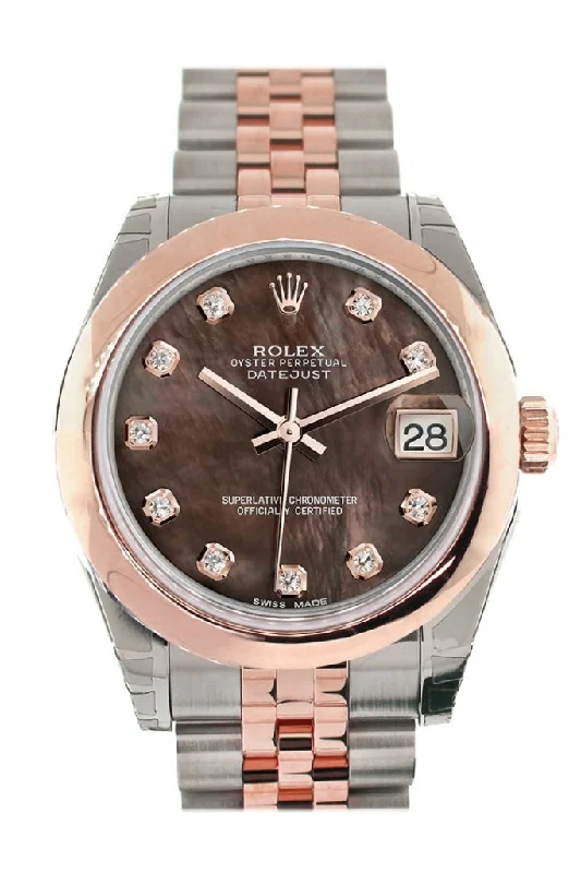 Rolex Datejust 31 Black Mother of Pearl Diamond Dial 18K Rose Gold Two Tone Jubilee Ladies Watch 178241 Pre-owned-Rolex Yacht-Master 40mm Steel Watch