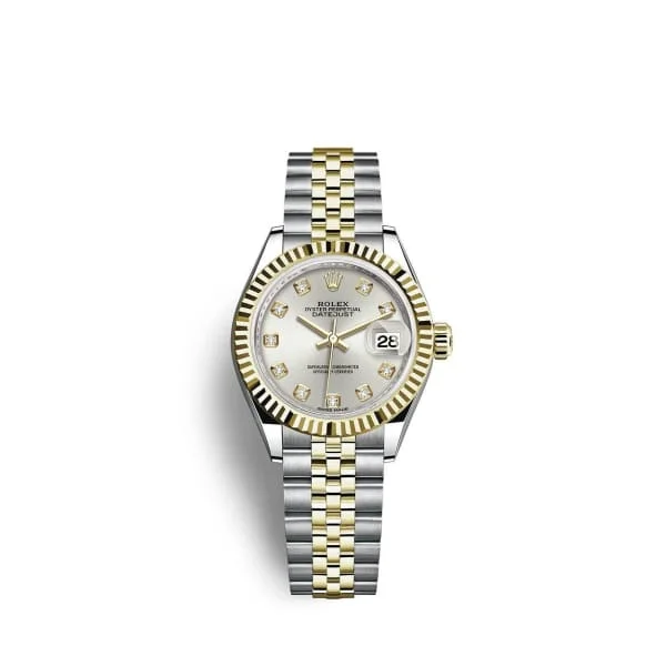 Rolex Lady-Datejust 28mm - Ref: 279173-0007 - Silver Diamond Dial, Two Tone Stainless Steel & 18K Yellow Gold Jubilee Bracelet Women's Watch-Rolex Datejust Jubilee Bracelet Watch