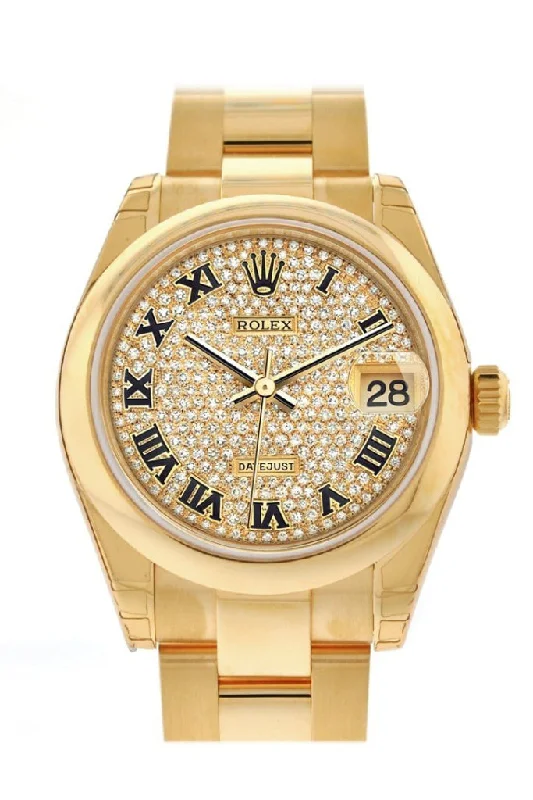 Rolex Datejust 31 Diamond Paved Dial 18K Yellow Gold Ladies Watch 178248 Pre-owned-Rolex GMT-Master II Pepsi Bezel Watch