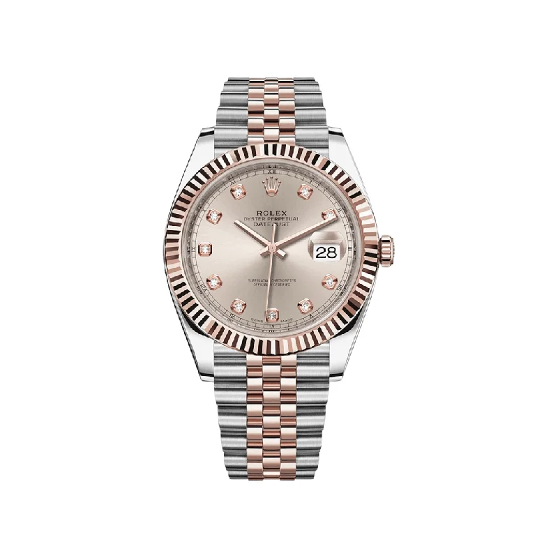 Rolex Datejust 126331 Rose Gold Stainless Steel Sundust Diamond Dial Jubilee-Rolex Cosmograph Daytona 116500LN Black Dial Watch