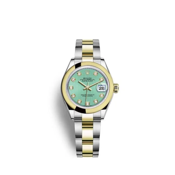 Rolex Lady-Datejust 28mm - Ref: 279163-0016 - Mint Green Diamond Dial, Two Tone Stainless Steel & 18K Yellow Gold Oyster Bracelet Women's Watch-Rolex Explorer 42mm Polar Dial Watch