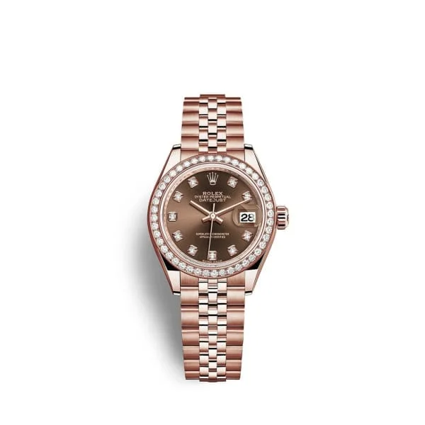 Rolex Lady-Datejust 28mm - Ref: 279135rbr-0018 - Chocolate Diamond Dial & Diamond Bezel, 18K Rose Gold Jubilee Bracelet Women's Watch-Rolex Milgauss Men’s Watch