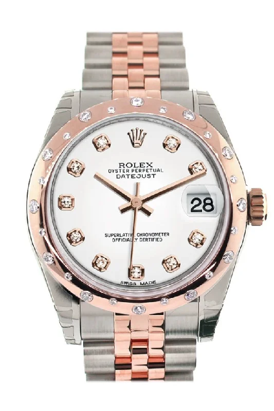 Rolex Datejust 31 White Diamond Dial Diamond Bezel 18K Rose Gold Two Tone Jubilee Ladies Watch 178341 Pre-owned-Rolex Datejust 41mm Green Dial Watch